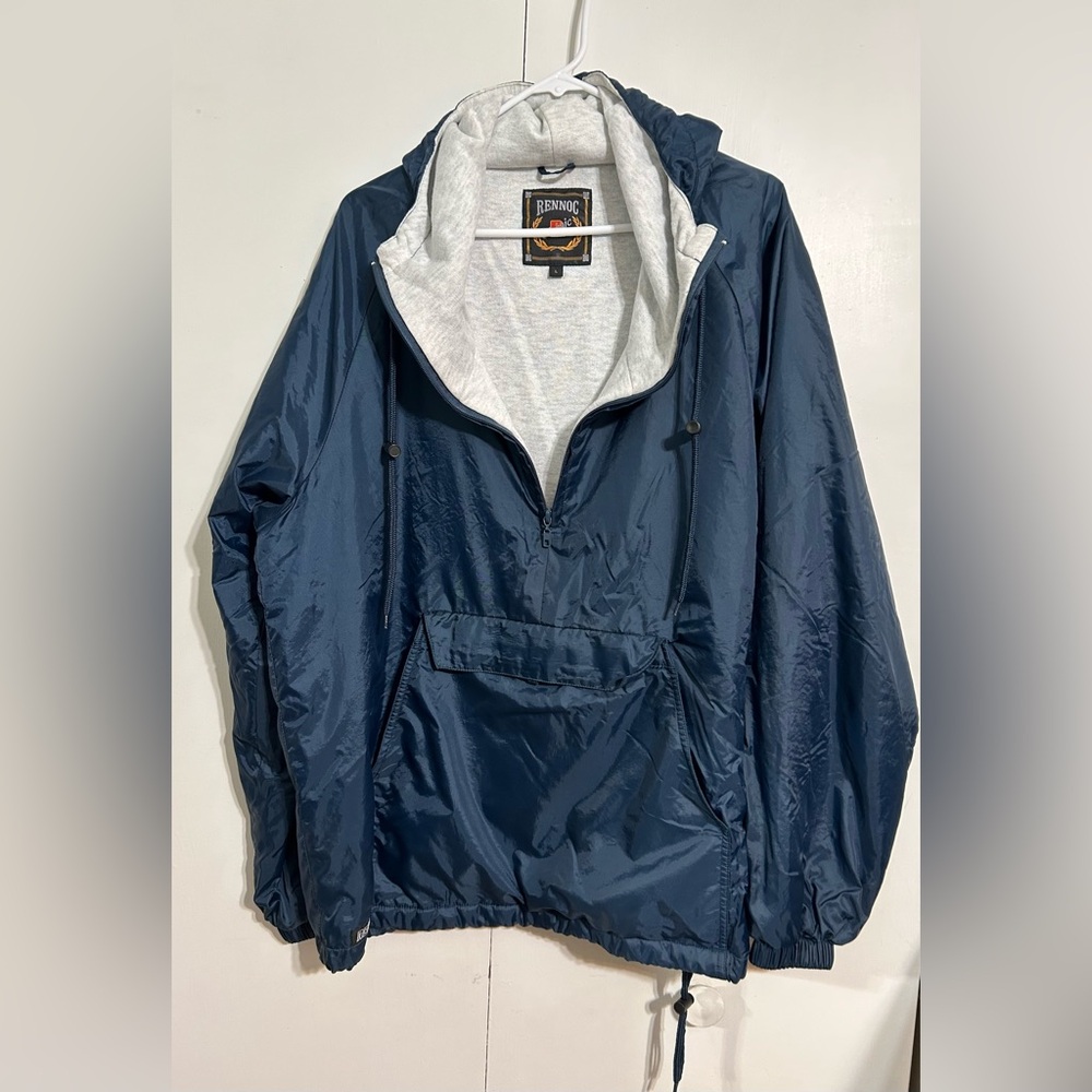 Rennoc Classic Dark Blue Windbreaker with Light Gray cotton jersey Lining